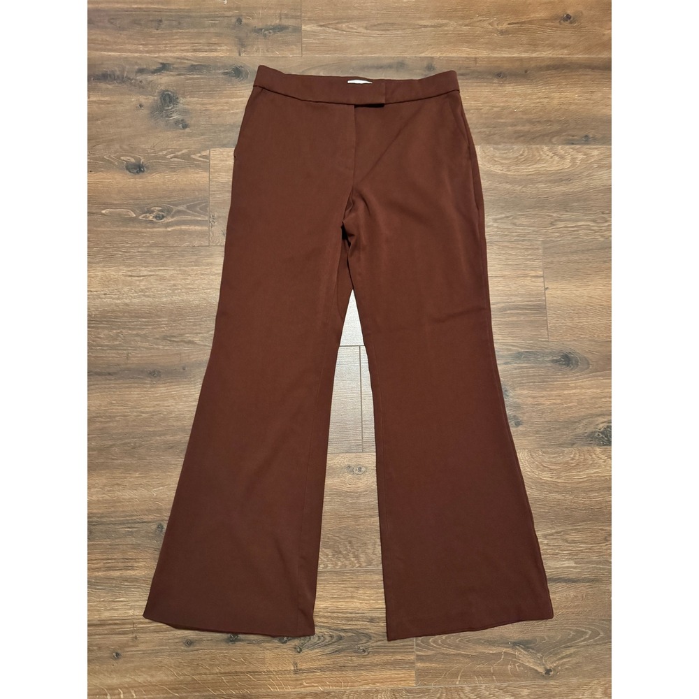 H&M Brown High Waisted Flare Leg Trousers Size 8 Dress Pants